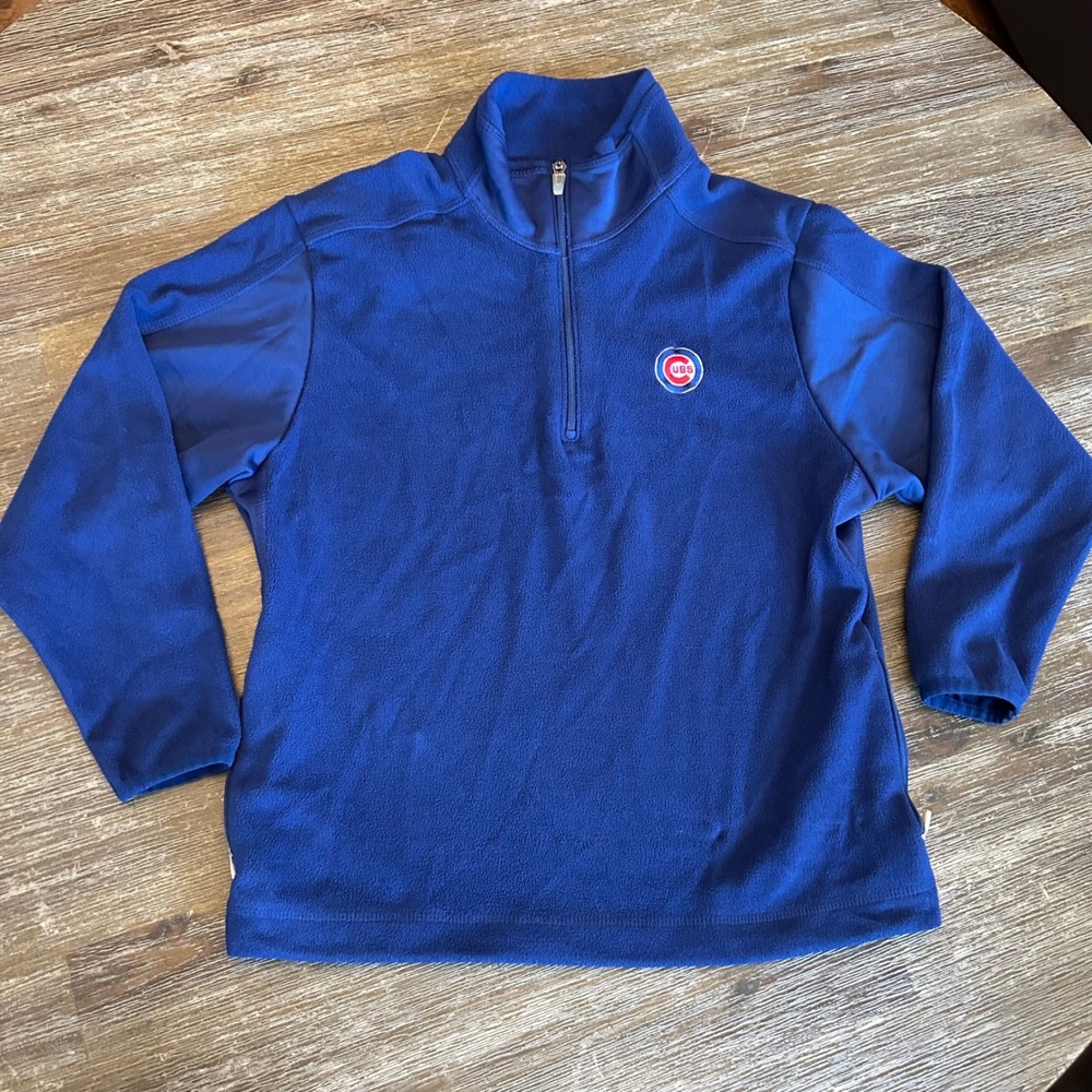 Antigua Chicago Cubs Pullover Kids Medium Blue Quarter Zip Fleece MLB Logo Youth